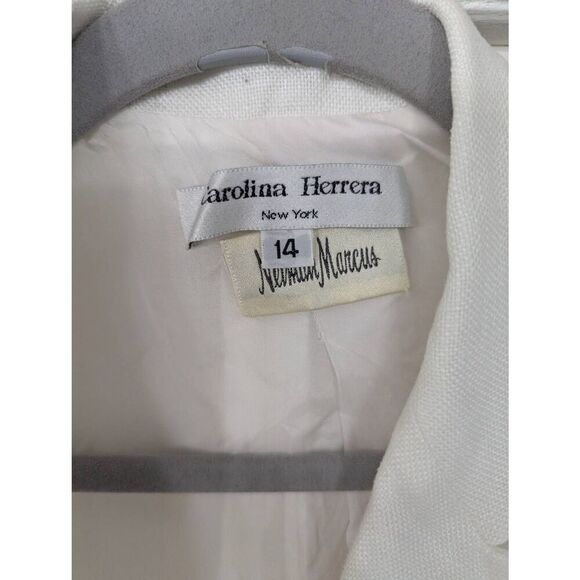 Carolina Herrera Linen Blazer women's 14 white Neiman Marcus Vintage luxury - Picture 3 of 8